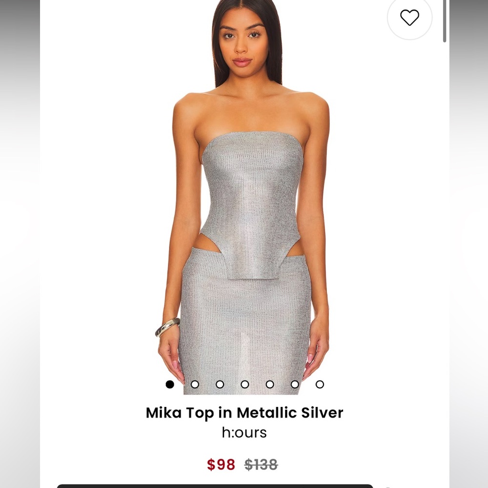 H:ours Mika Top in Metallic Silver Small